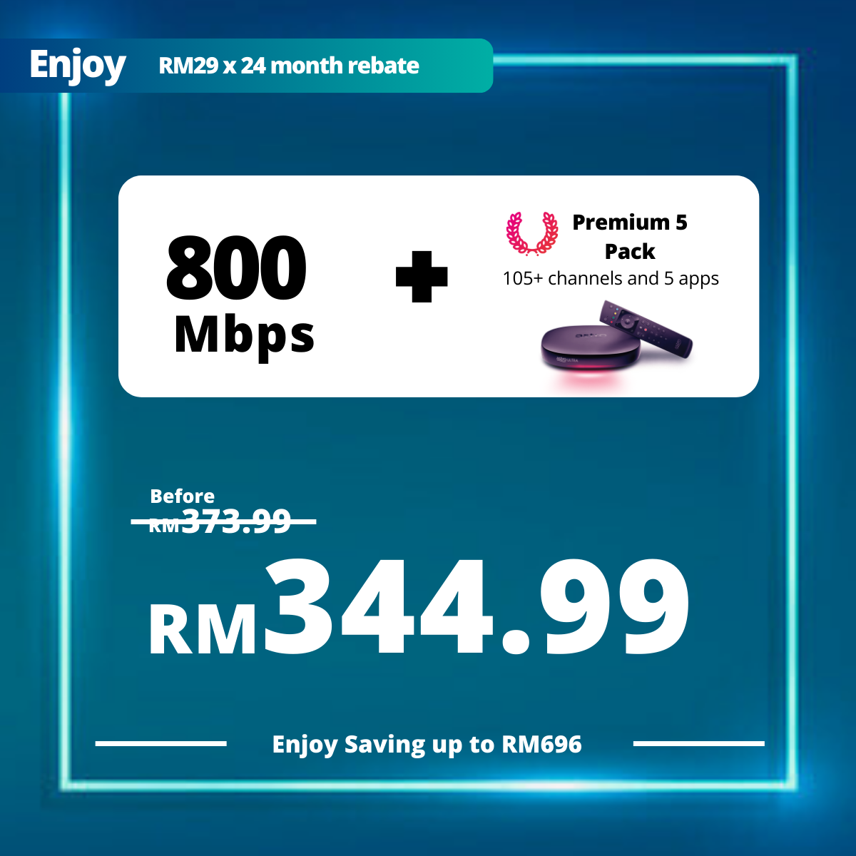 Astro Fibre 800 Mbps + Premium Pack 5