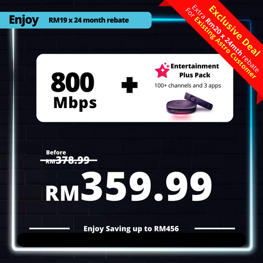 Astro Fibre 800 Mbps + Entertainment Plus Pack