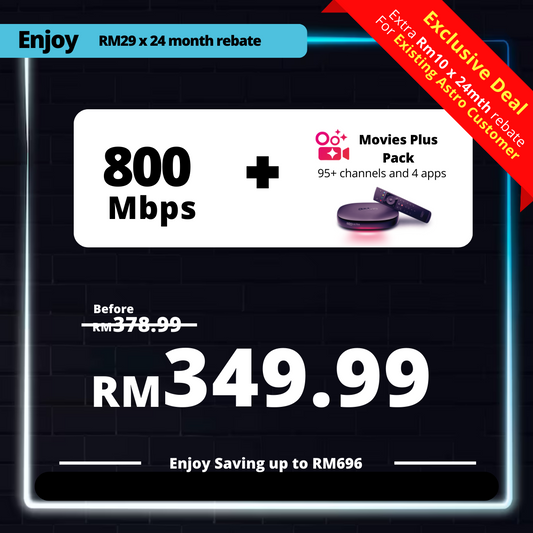 Astro Fibre 800 Mbps + Movies Plus Pack